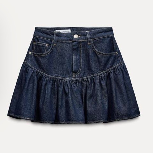 NWT Zara TRF DENIM SWING SKIRT - Picture 1 of 4